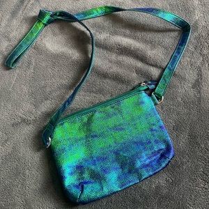 Lightweight iridescent green and blue / purple crossbody
